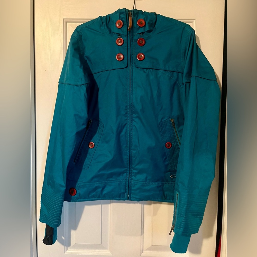 Women’s Teal Oakley Hooded Jacket with Button Accents